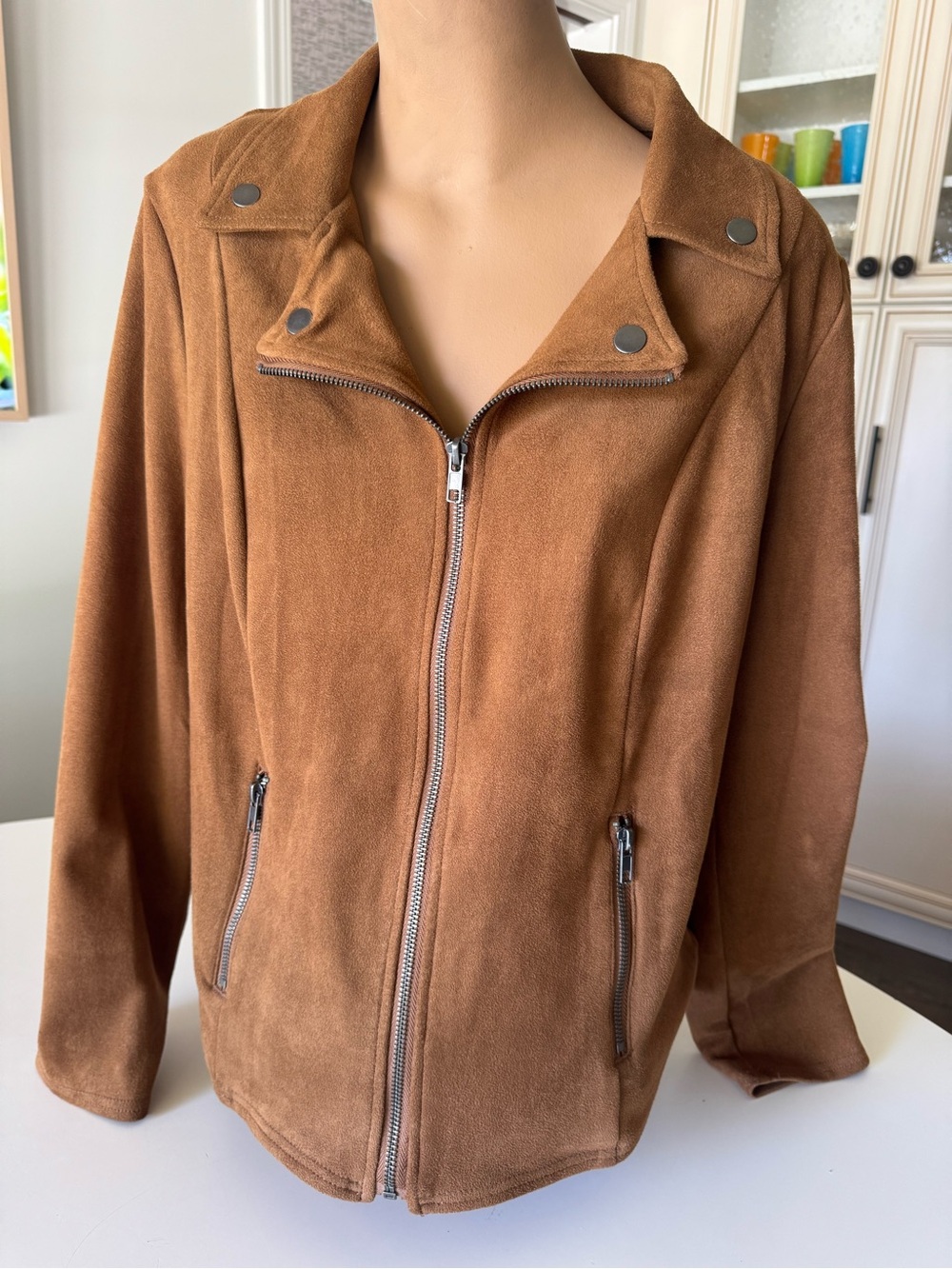 STYLE & CO TAN FAUX SUEDE JACKET SIZE M
